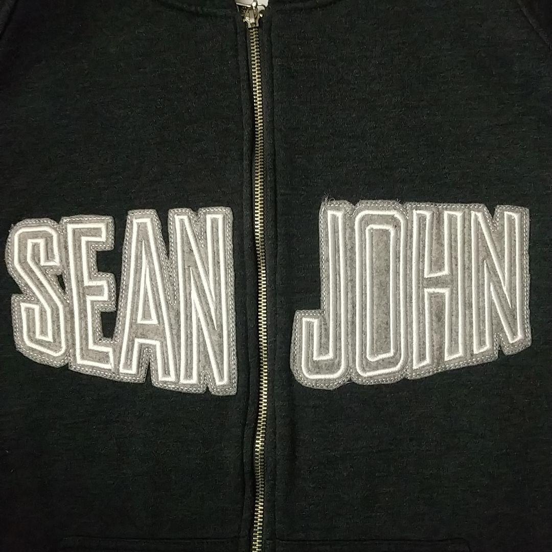 希少サイズ☆ショーンジョン 刺繍 センターロゴ フードロゴ リブライン パーカー