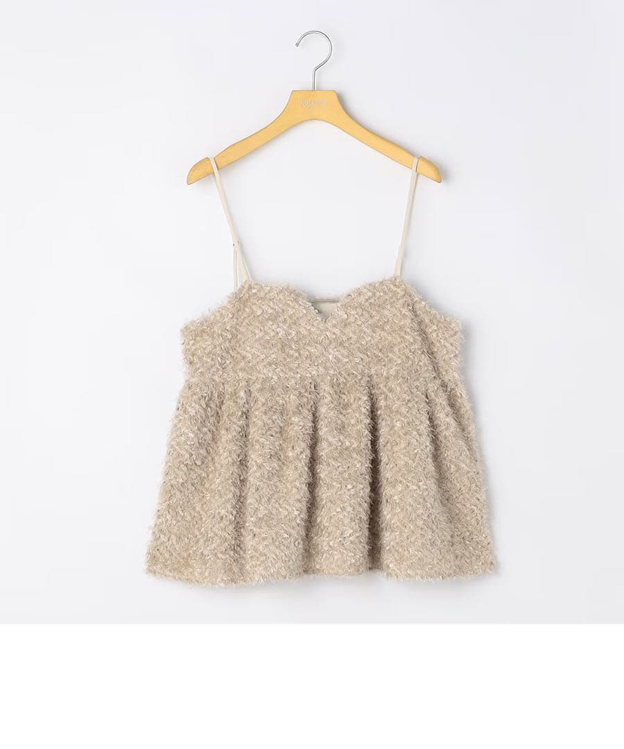 ウォッシャブルフェザーチュールキャミブラウス ベージュ