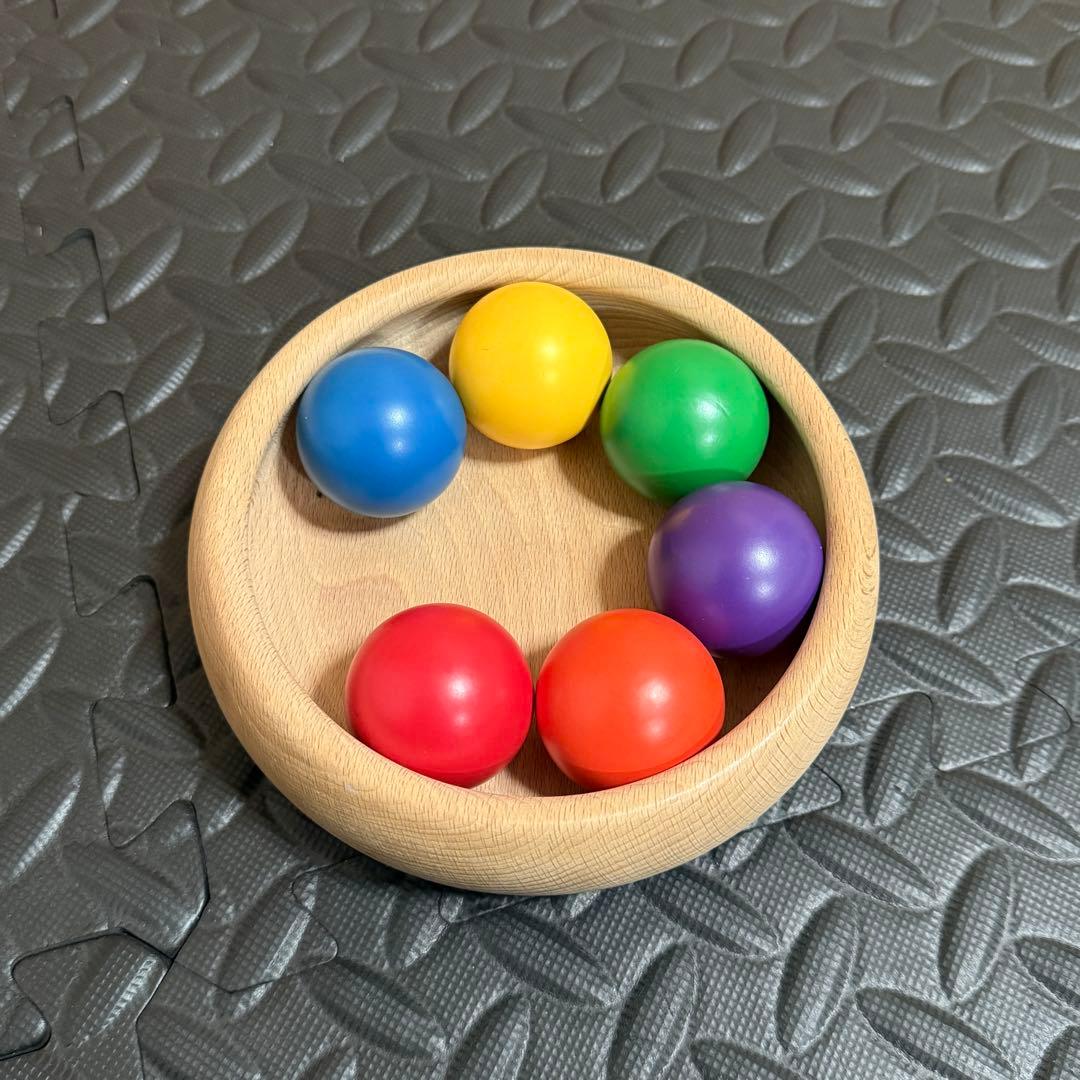 WAKU ワク 童具館 カラーボール 知育玩具 木製 お椀 玉 6色 遊び