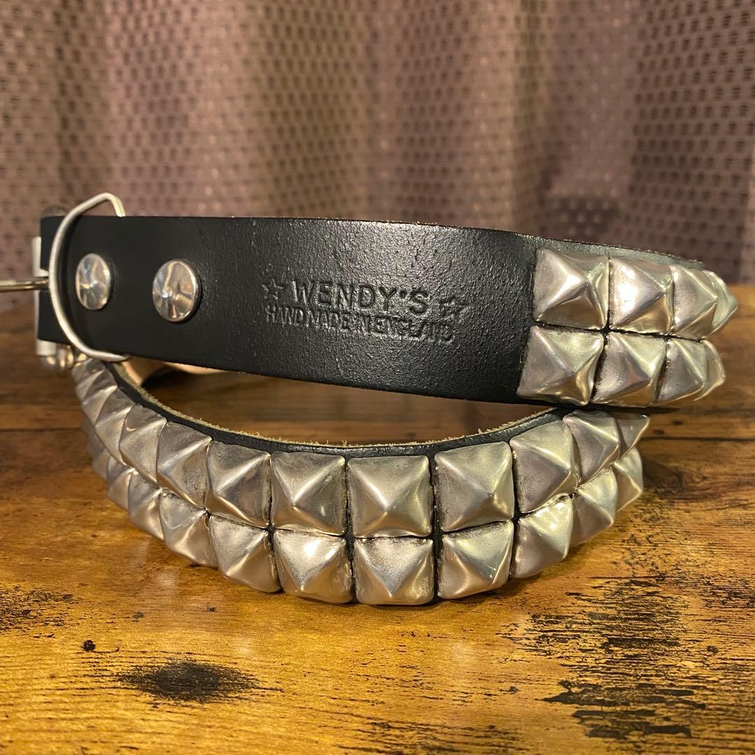 WENDY'Sウェンディーズ 2連ラージ ピラミッドスタッズ ベルト　イギリス製