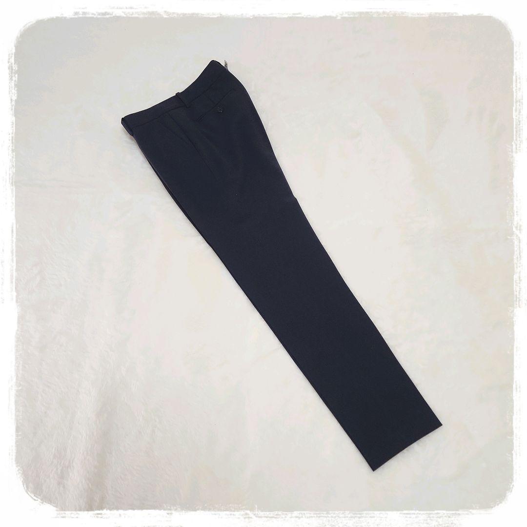 未使用級　極美品　ノーカラー　パンツスーツ　セットアップ　ネイビー