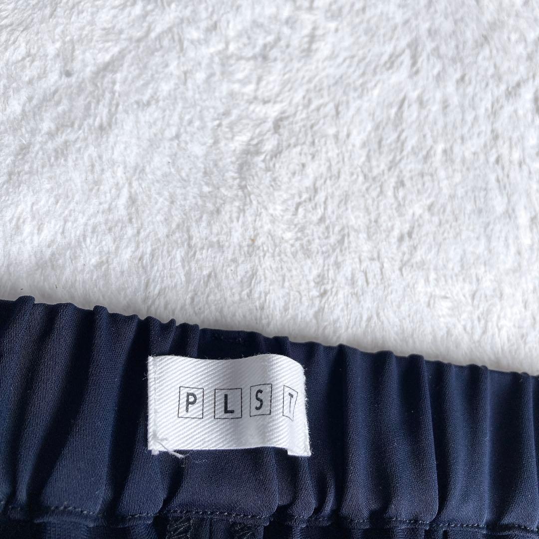 美品 PLST パンツスーツセットアップ 洗える ストレッチ 濃紺色 M