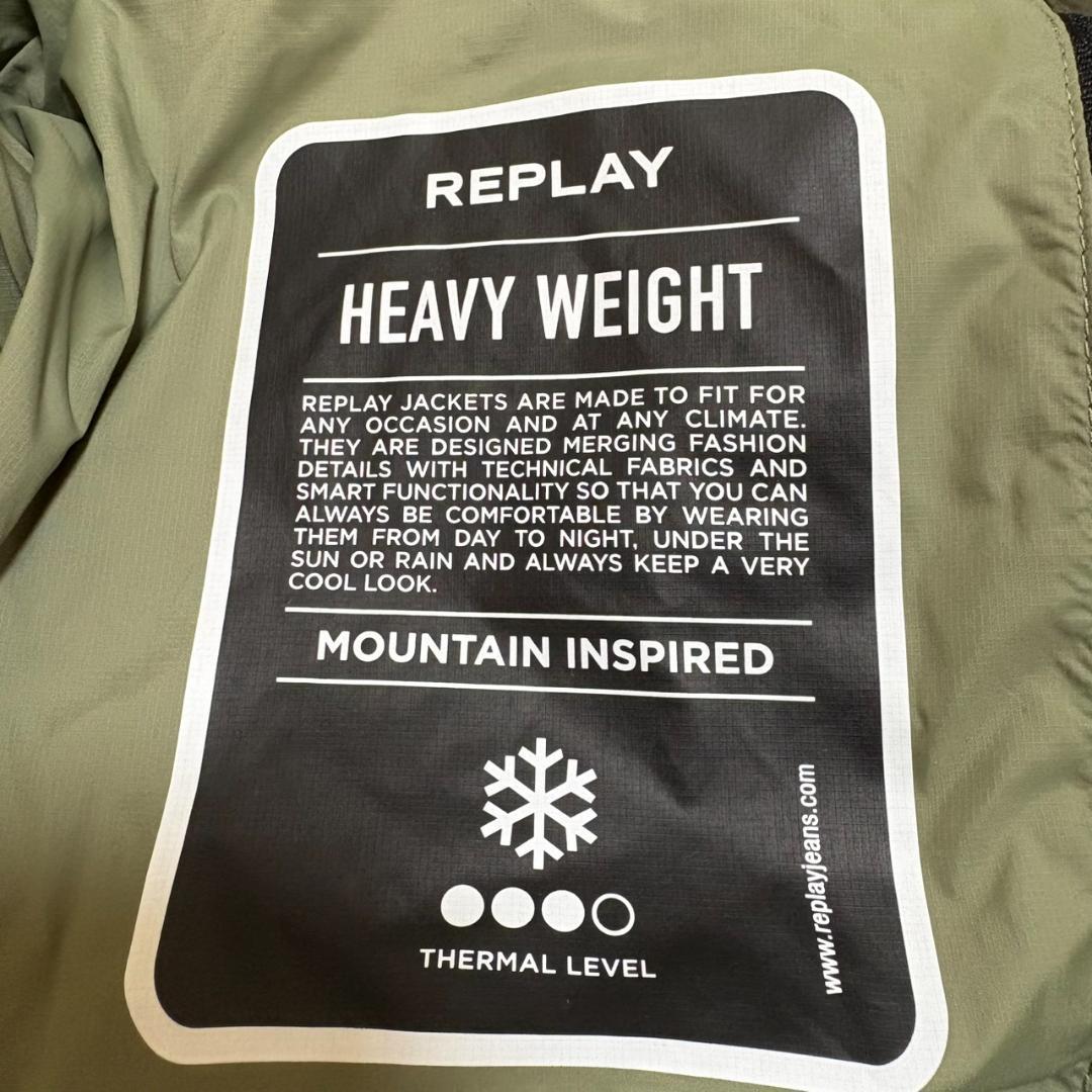 美品 REPLAY 中綿 ロングダウンコート ヘビーウェイト カーキ