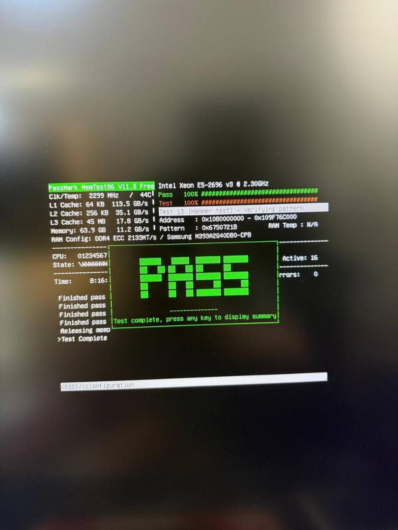 Samsung ECC DDR4 16GB×4 64GB サーバー用