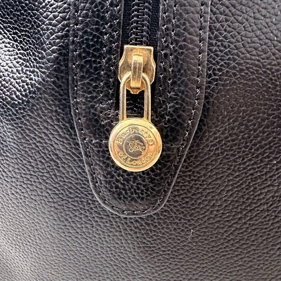 バーバリーズ　ミニボストンバッグ　黒　ゴールド金具　レザー　ノバチェック