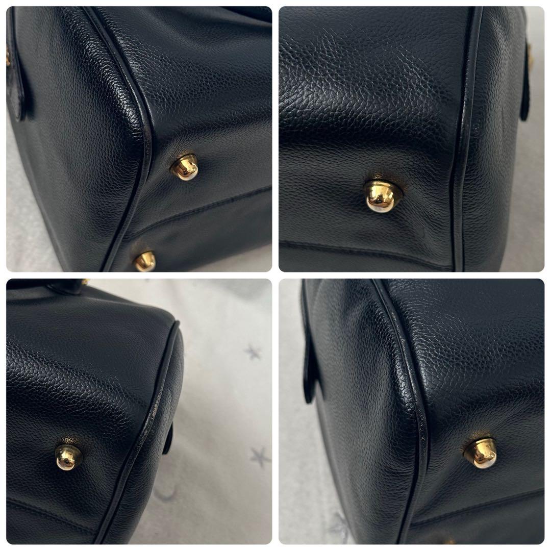 バーバリーズ　ミニボストンバッグ　黒　ゴールド金具　レザー　ノバチェック