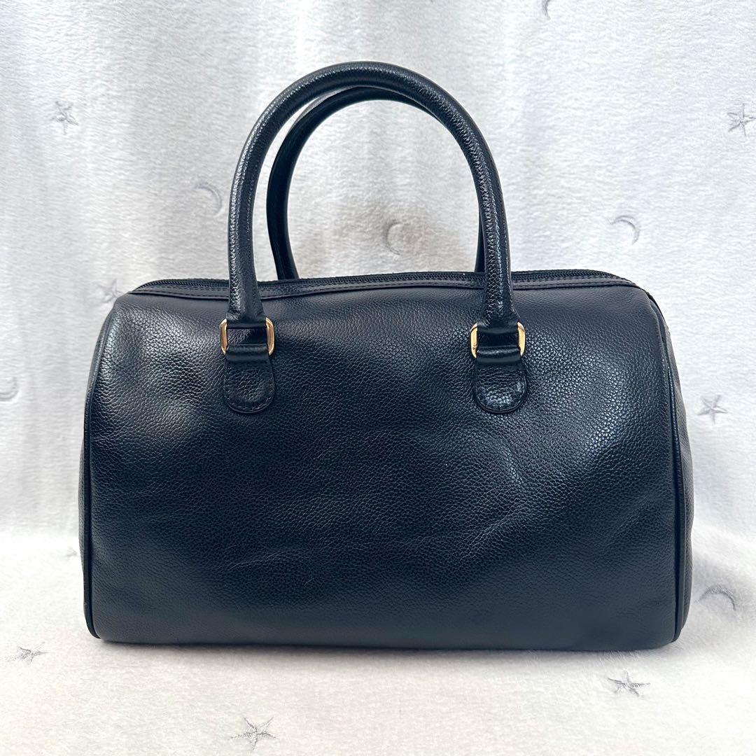 バーバリーズ　ミニボストンバッグ　黒　ゴールド金具　レザー　ノバチェック