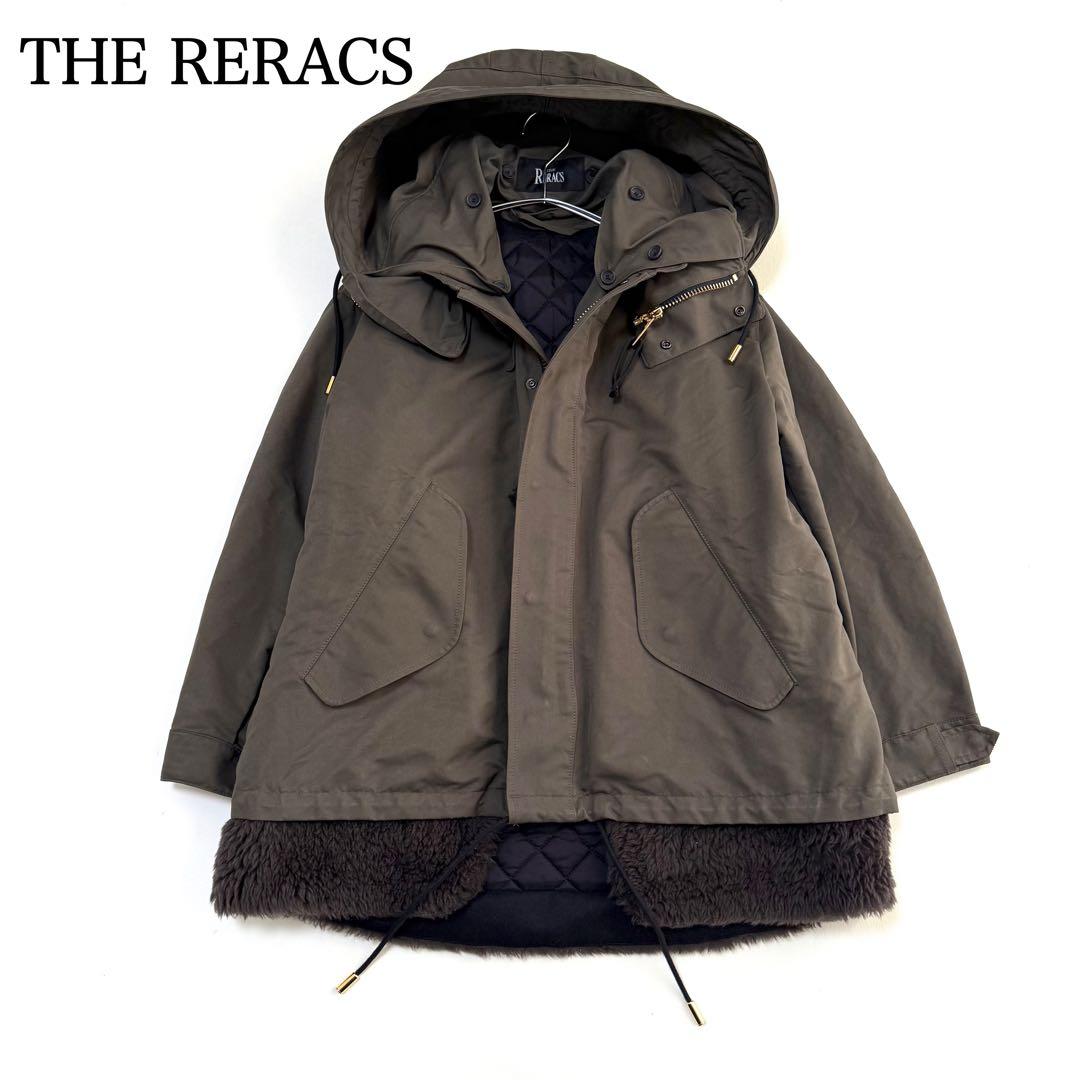 【ザ・リラクス】ショートモッズコート　ボアライナー付き　カーキ　Sサイズ