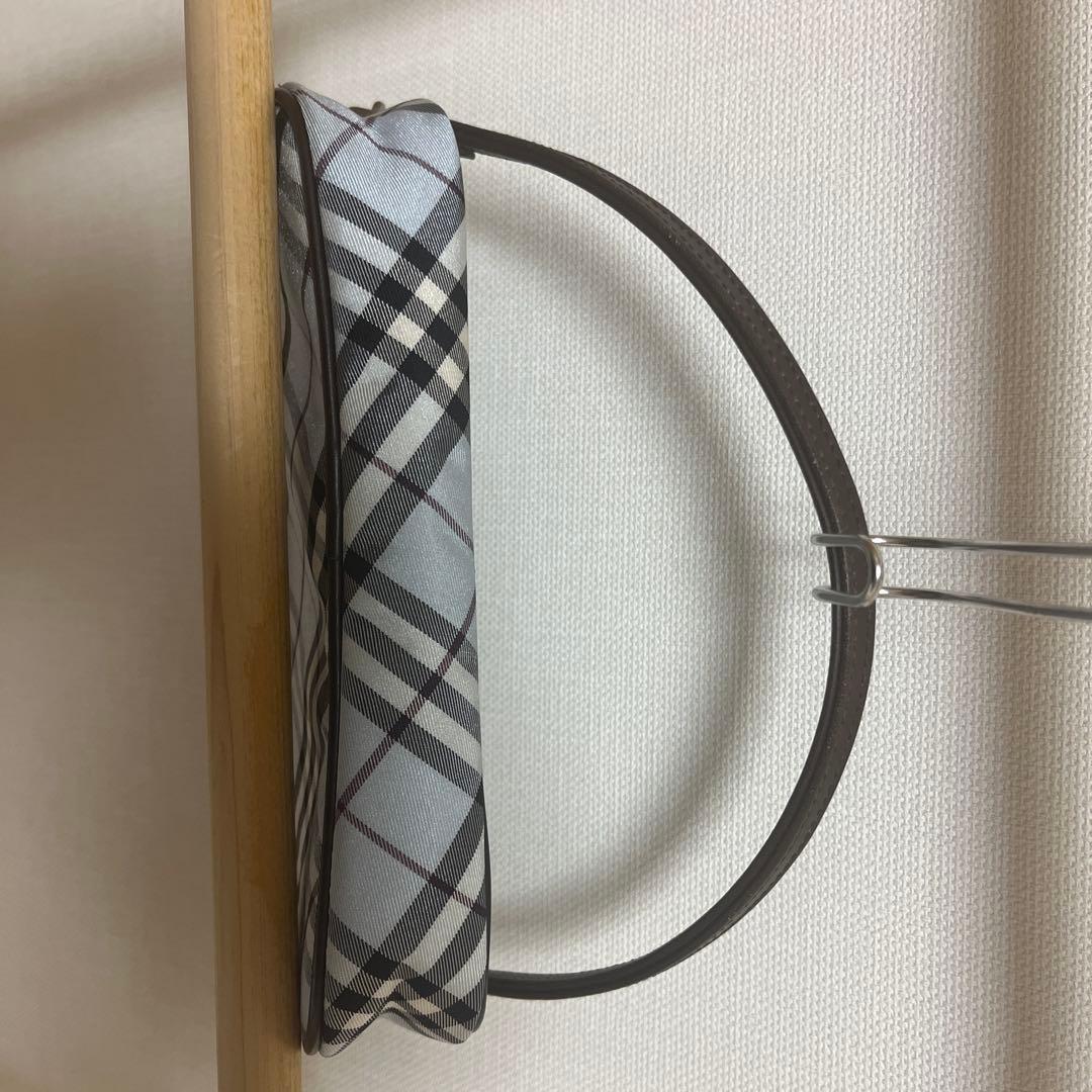 新品保管 BURBERRY バーバリー ポーチ ナイロン チェック ライトブルー