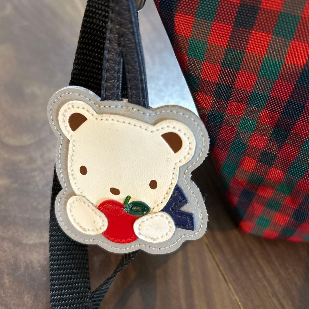 ファミリア　舟形ポシェット　赤チェック