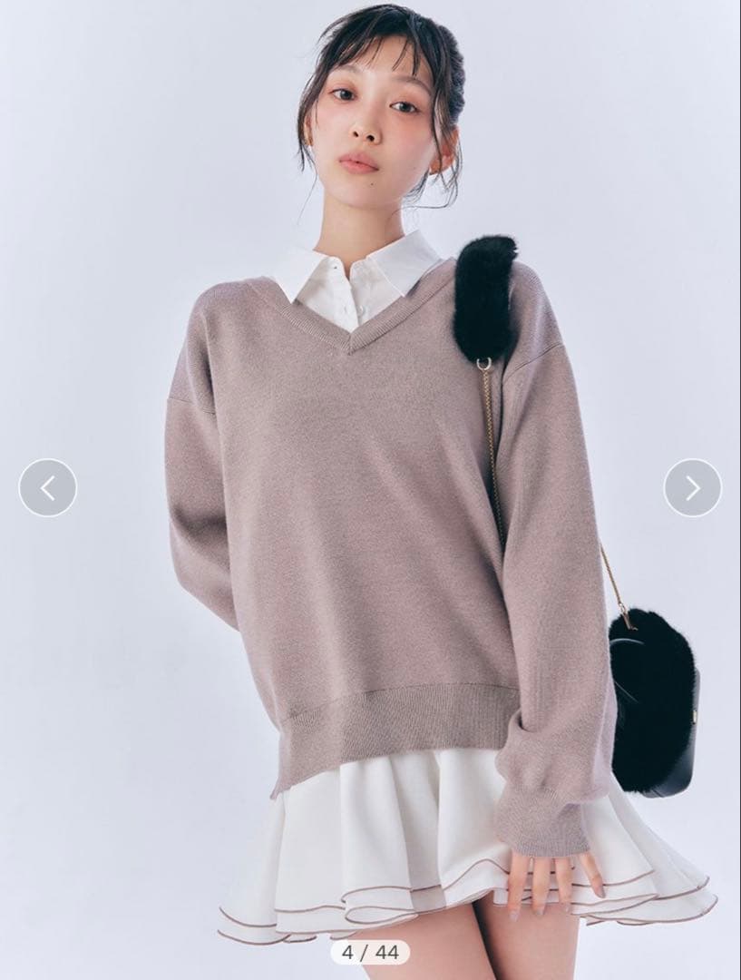 LILY BROWN【限定カラー】シャツドッキングフリルミニワンピース（MOC）