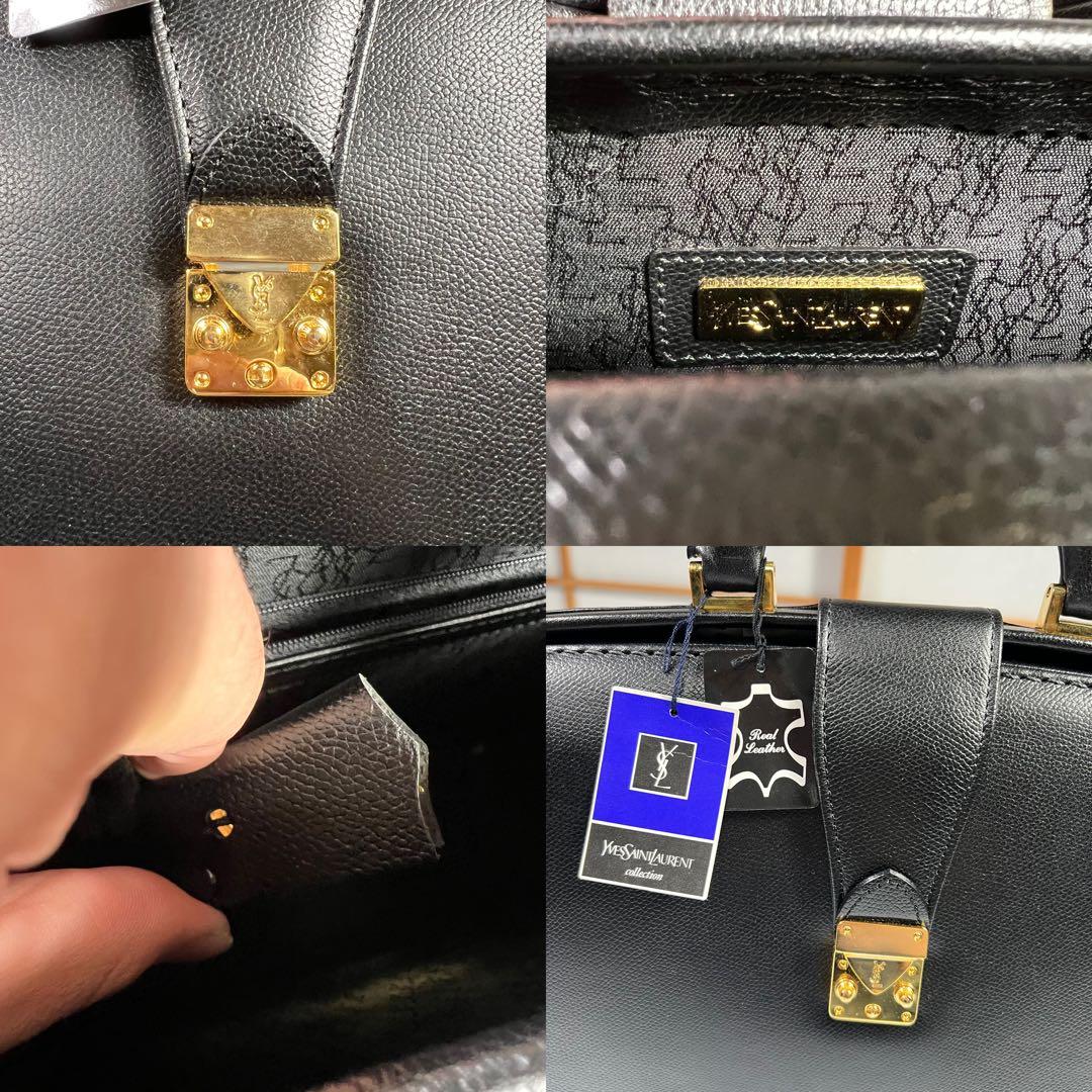 新品タグ付 イヴサンローラン ダレスバッグ レザー　黒 A4 デッドストック