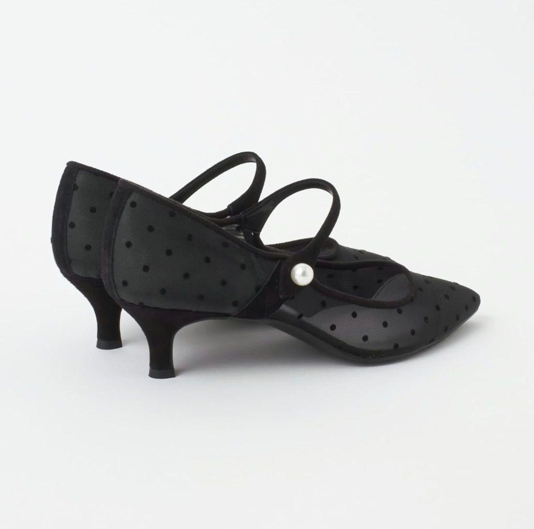 ダイアナ ドット柄 パール付きパンプス 24cm