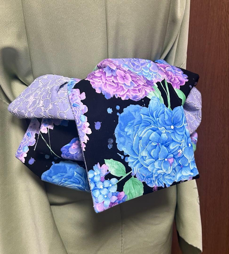 大人の兵児帯、紫陽花柄、おとねおまとめです