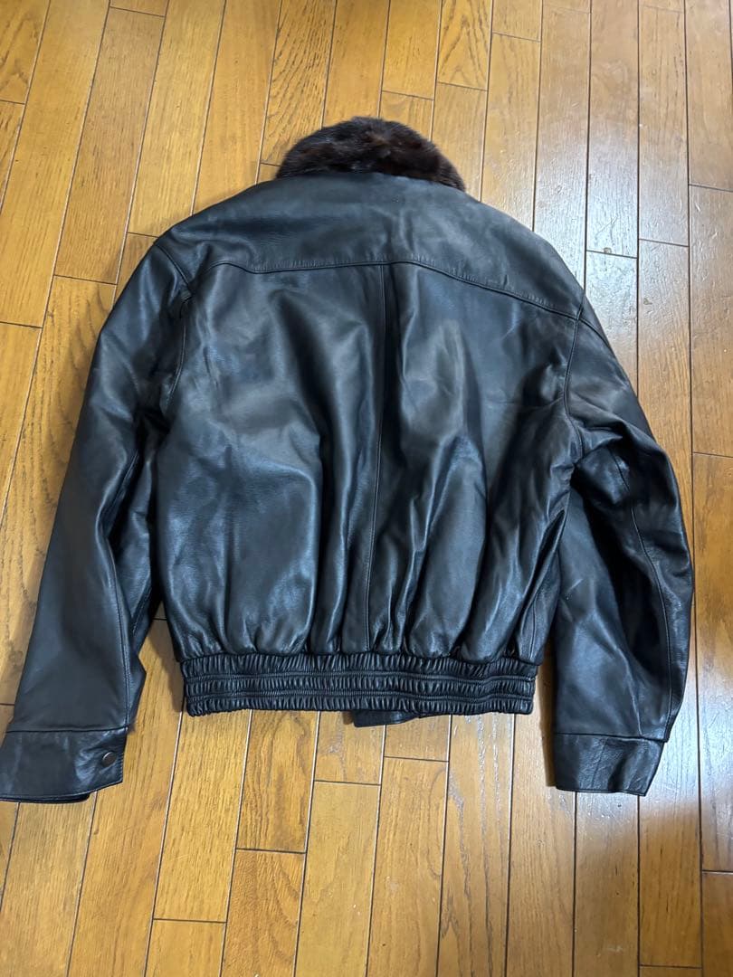 リバーシブル　レザー&ミンクファー　　レザージャケット　レトロ