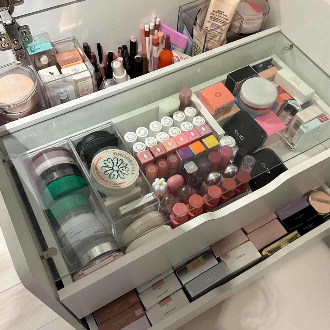 1台3役 ドレッサー キャビネット サイドテーブル 鏡付き スツール付き