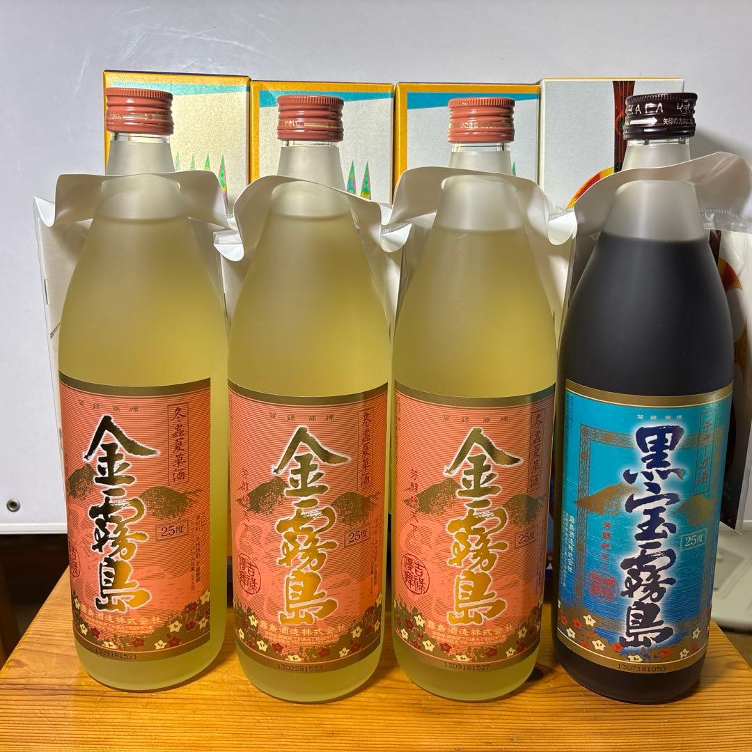 霧島酒造 冬蟲夏草酒 金霧島25度・黒宝霧島チャーガ酒25度 各900ml ４本