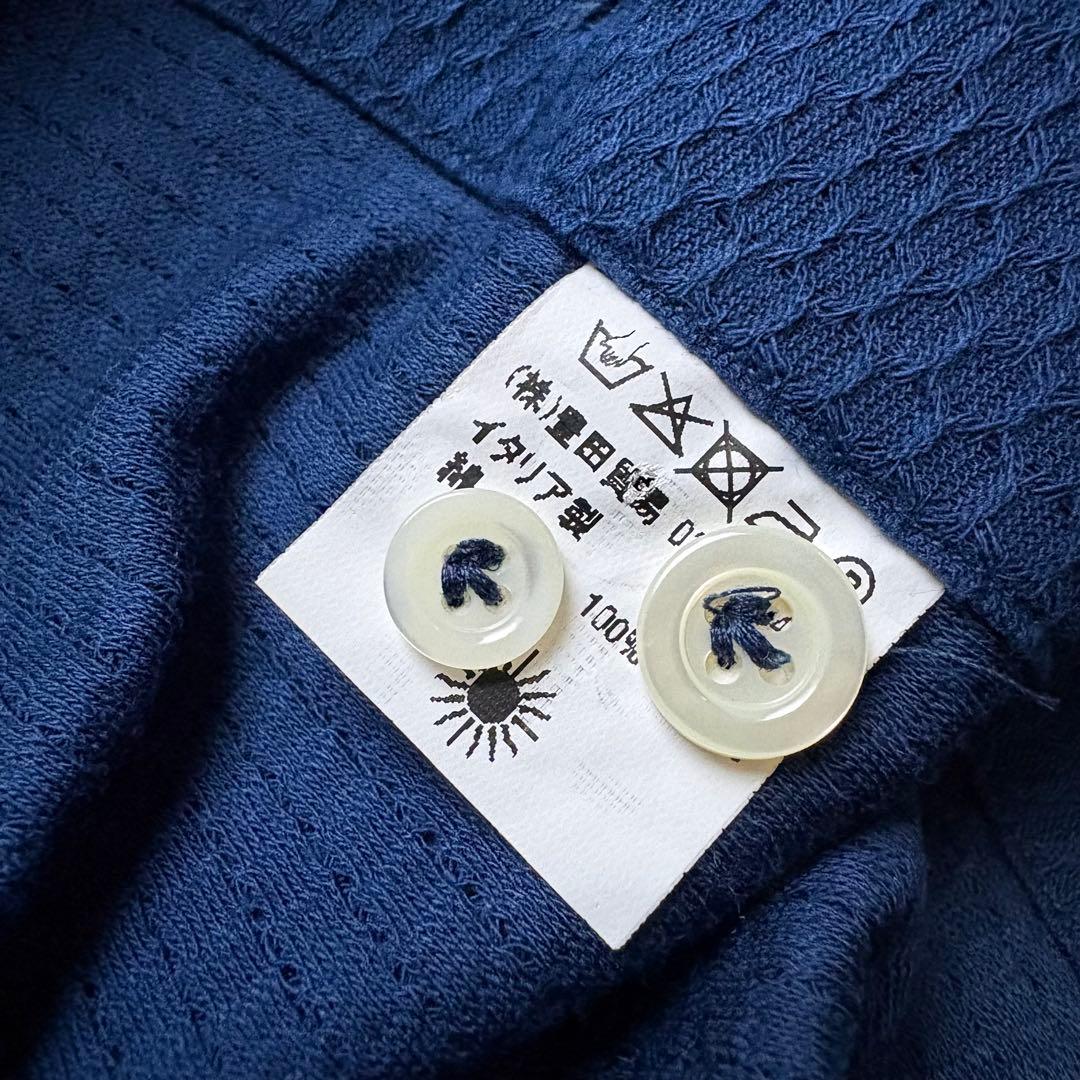 GIANNETTO vinci fit/ネイビー/コットンニットストレッチシャツ