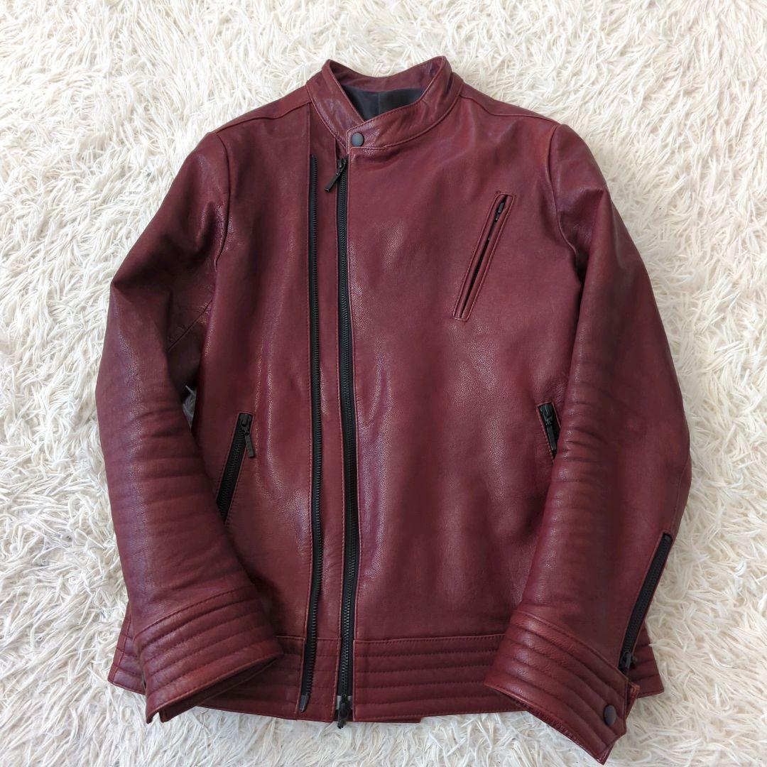 美品 A.S.M アトリエサブメン シングルライダース 本革 バーガンディ L