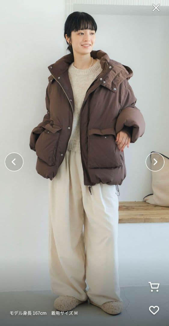 Ungrid　フード付きダウン　今季　ブラウン　S