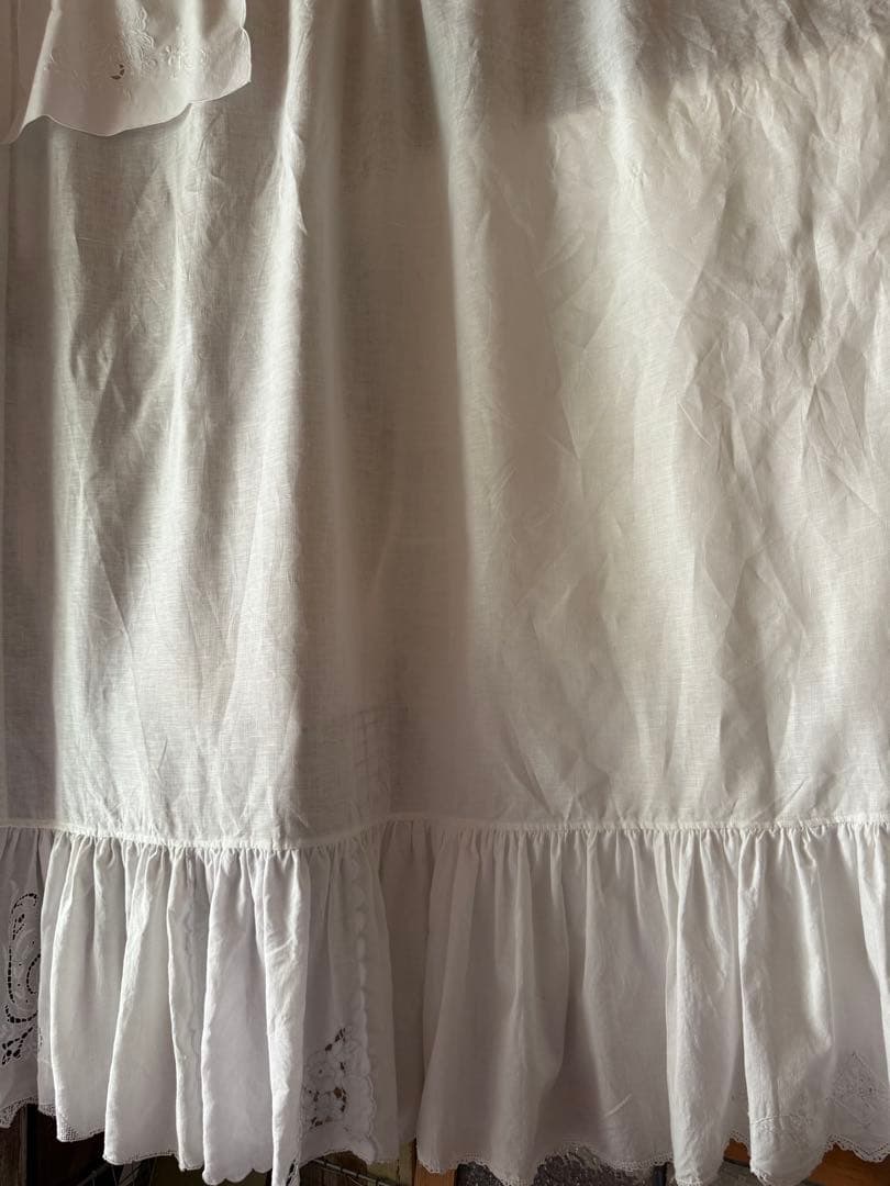 アンティーク刺繍レースのふりふりカーテンஐ⋆*ナチュラルリネン