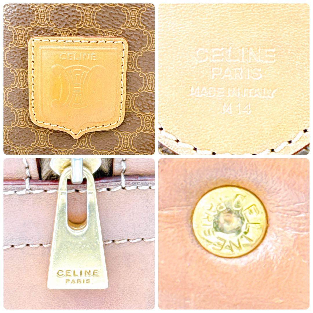 良品✨️セリーヌ マカダム ミニボストン ハンド バッグ ブラウン ヴィンテージ