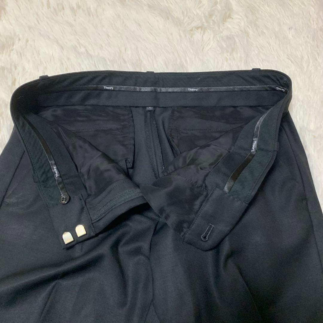 【美品】セオリー　現行　2 パンツスーツ　ブラック　ノーカラー　セットアップ