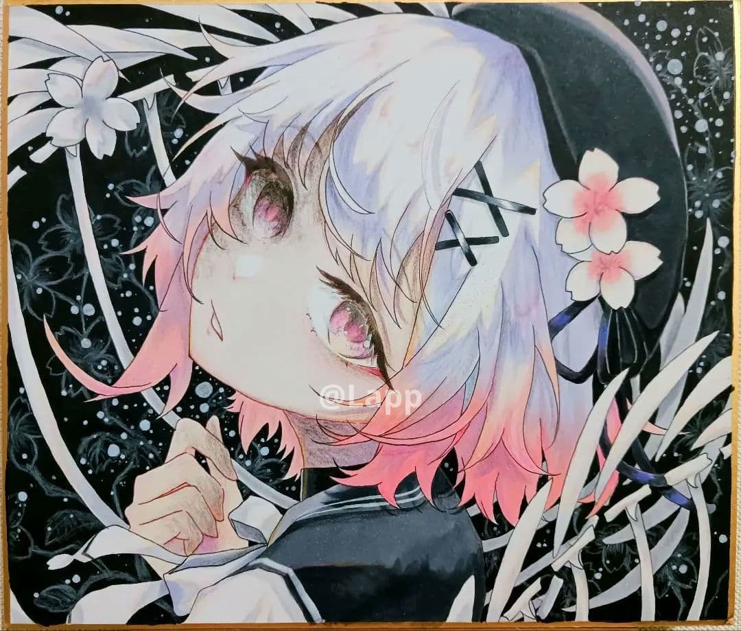 こ*こ様 魔法少女ノ魔女裁判　まのさば　桜羽エマ 魔女化　手書きイラスト