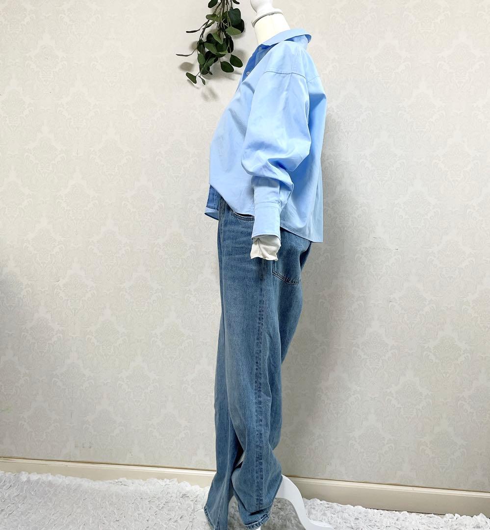 SOLAMONAT ソラモナ 5Pルーズストレートイージーデニムパンツ Mサイズ