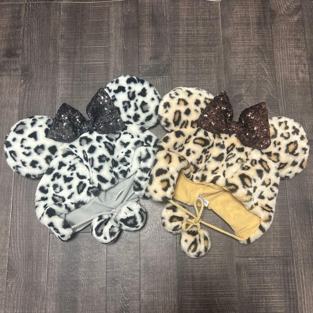 ディズニー ヒョウ柄ファンキャップ 2個セット シルバー ベージュ 茶色 黒 白