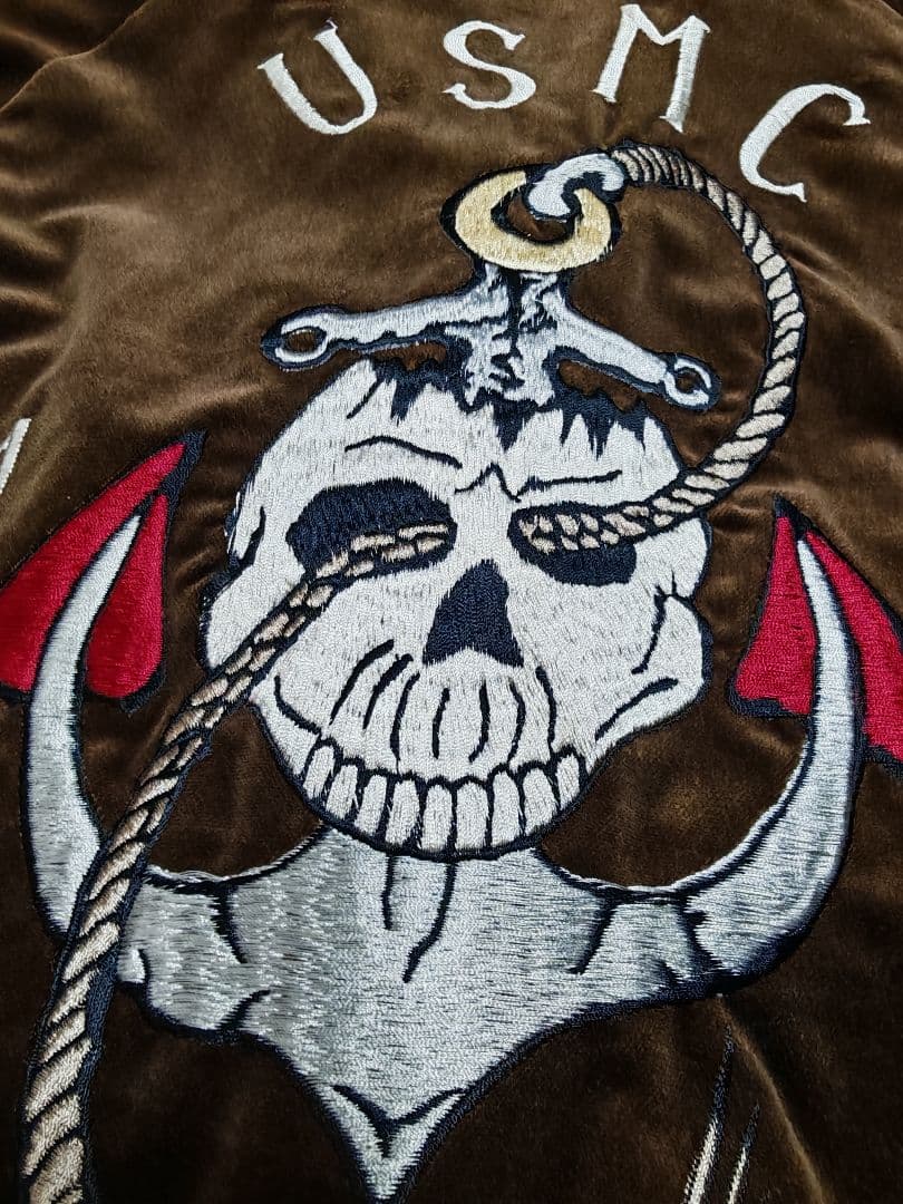 美品 テーラー東洋 ２面用 okinawa 別珍 スカジャン スカル サテン