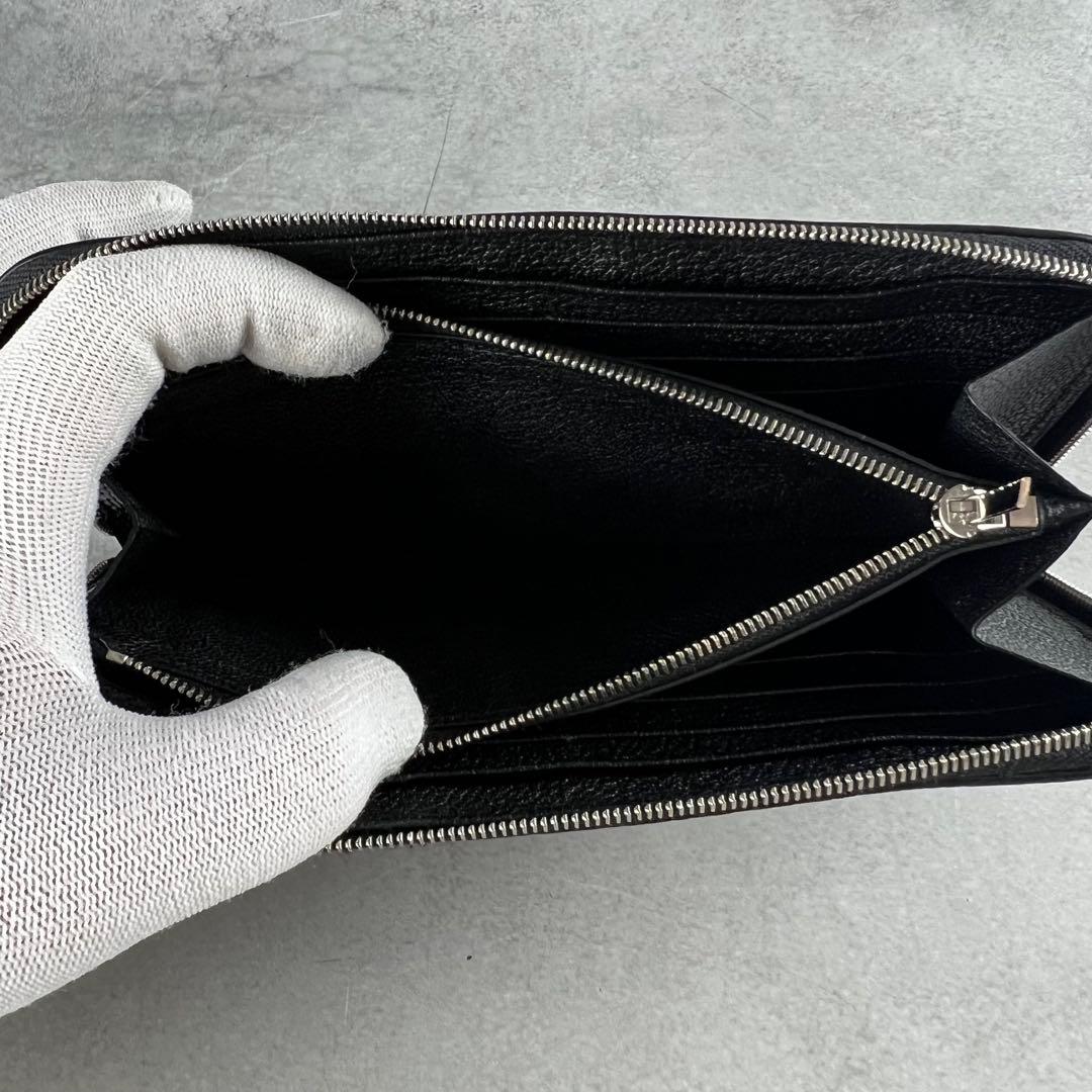 現行✨ カミーユフォルネ リザード 長財布 ラウンドファスナー レザー 黒色