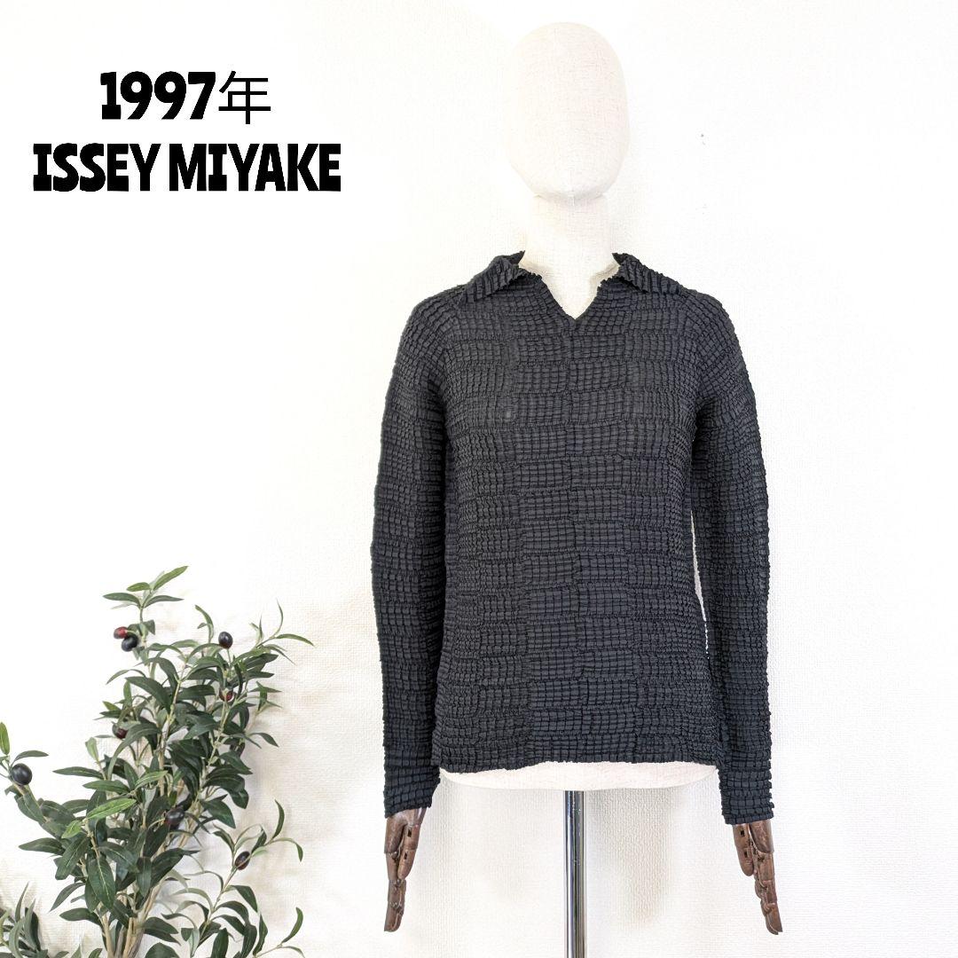 1997年　イッセイミヤケ　立体プリーツ　ハイネック　ブラウス　プリーツプリーズ
