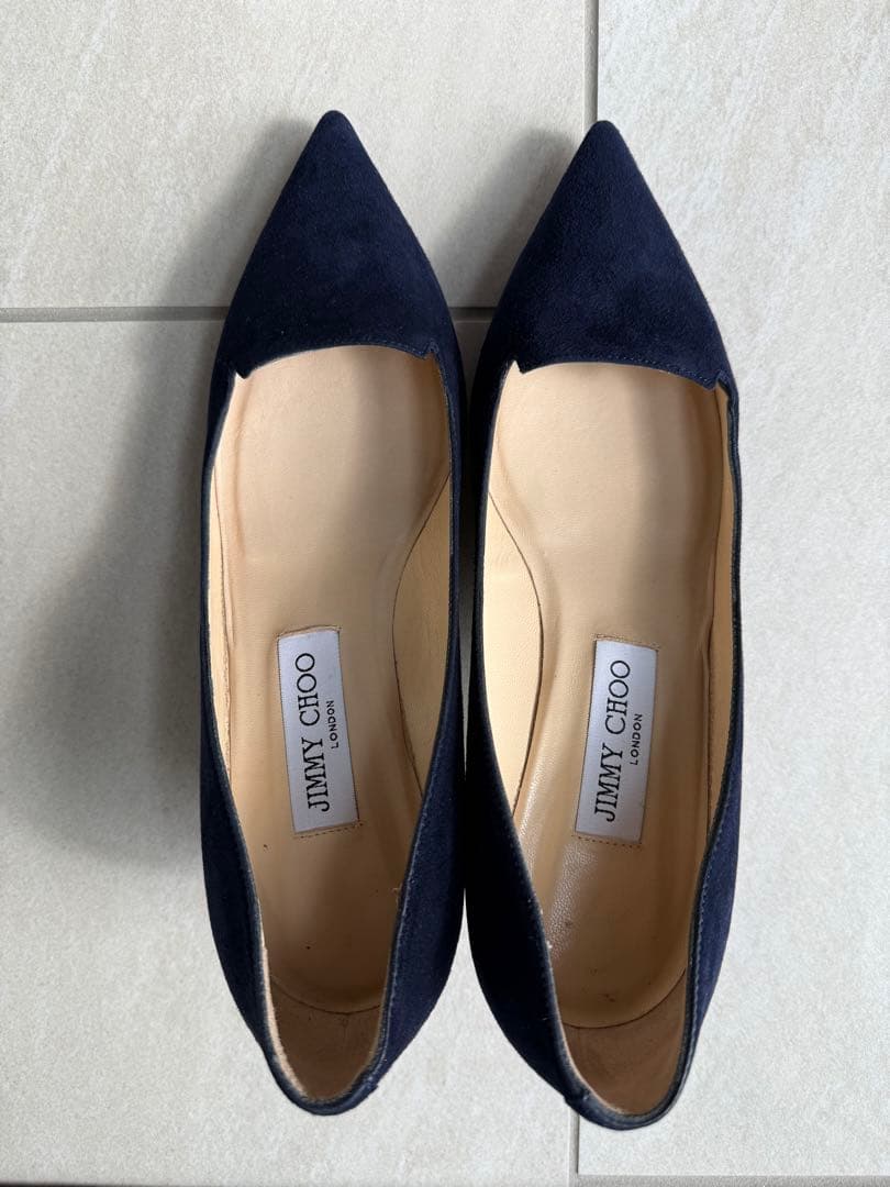 JIMMY CHOO ネイビー スエード パンプス