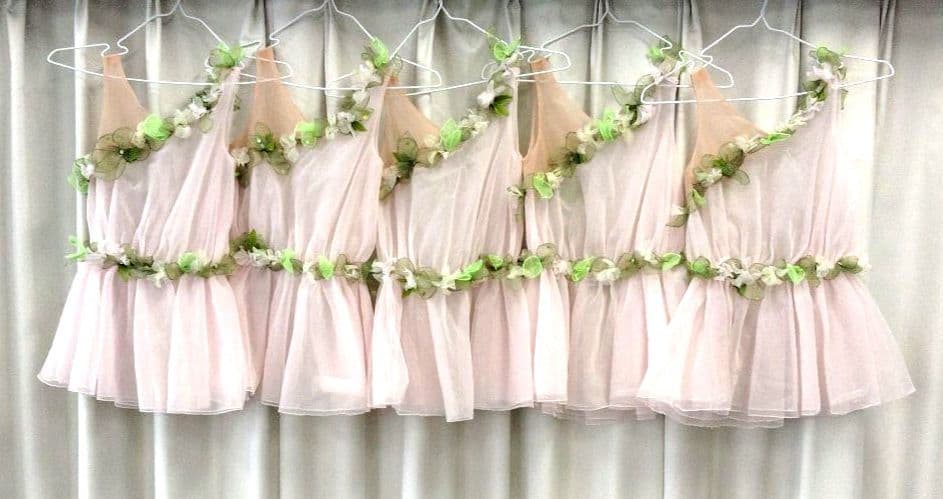 バレエ衣裳　トリコット2枚重ねピンク　キューピット5着まとめ　髪飾り2点付