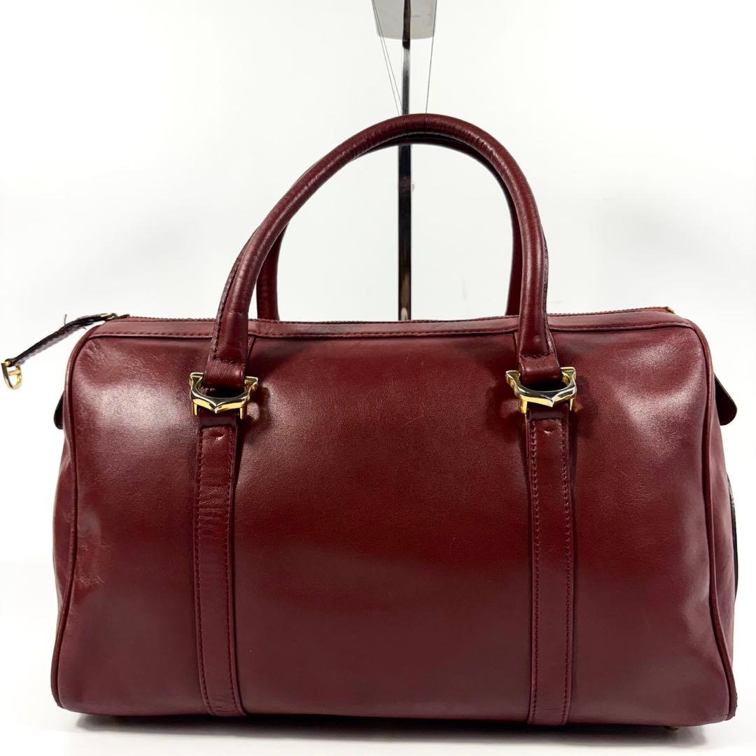 ✨美品✨カルティエ ミニボストン マストライン 本革 ゴールド金具 ボルドー