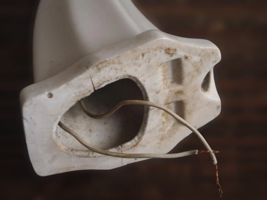 陶器アーム付ミルクガラスランプ パウダールーム アールデコデザイン/K311