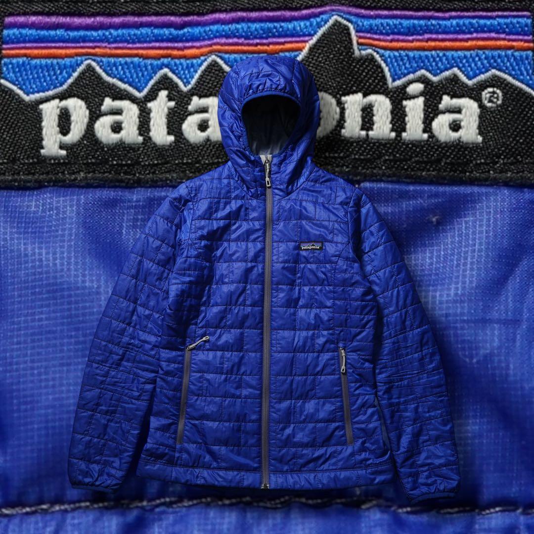 Patagonia ナノパフフーディ レディース ブルー