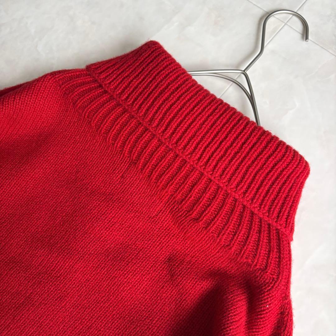 美品✨  TIDES 英国製 ウール100 タートルニット 赤 34