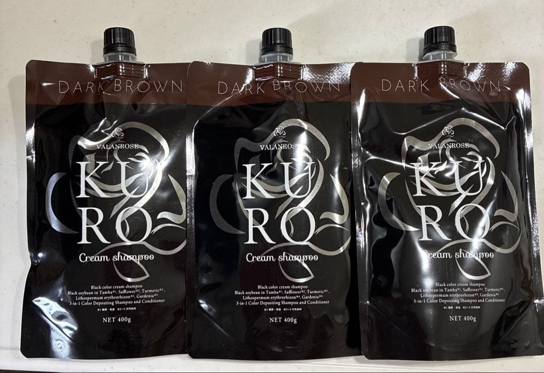 KUROクリームシャンプー ダークブラウン 400g 3本セット
