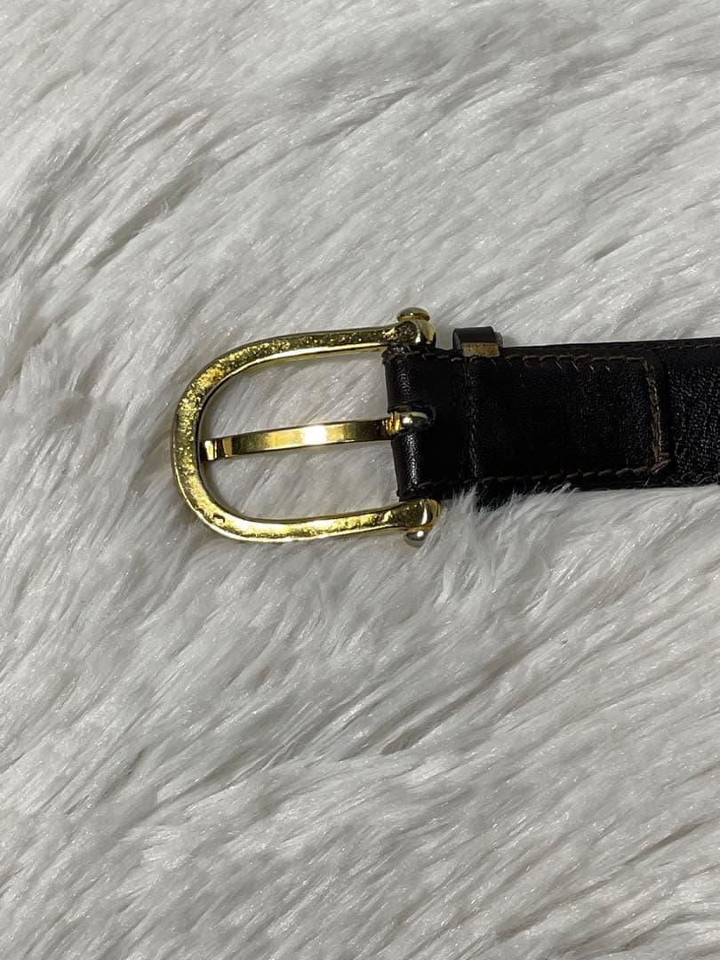 CELINE セリーヌ 本革 レザーベルト ダークブラウン イタリア製