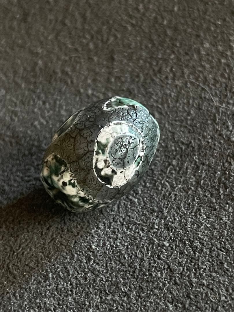 龍紋三眼天珠　エッチド技法染め　出土系　護摩供養