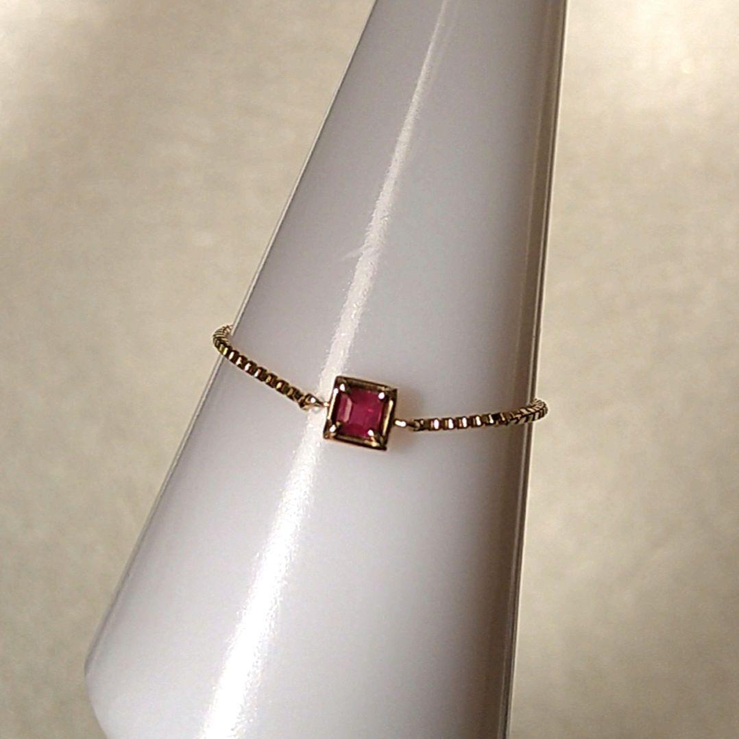 【現行品】JUPITER K10 天然石 ルビーリング 天然石 チェーンリング