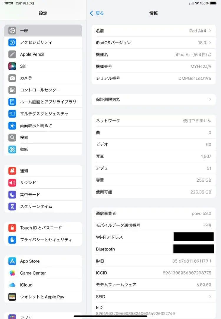 【SIMロック解除済】iPad Air4 256GB セルラーモデル　訳あり
