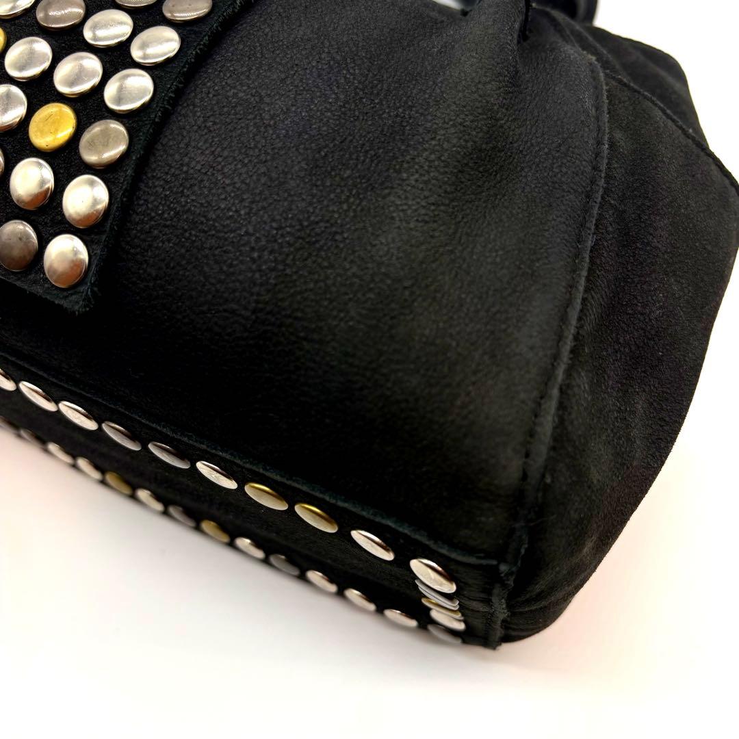 TRES y2k 00s 海外ガール 本革 スタッズ ショルダー バッグ　黒