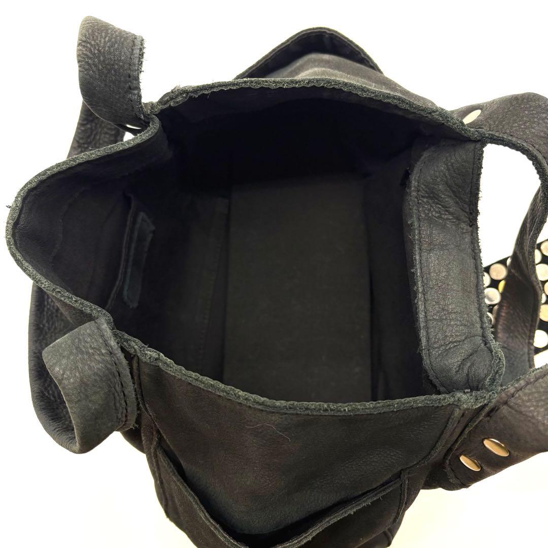 TRES y2k 00s 海外ガール 本革 スタッズ ショルダー バッグ　黒