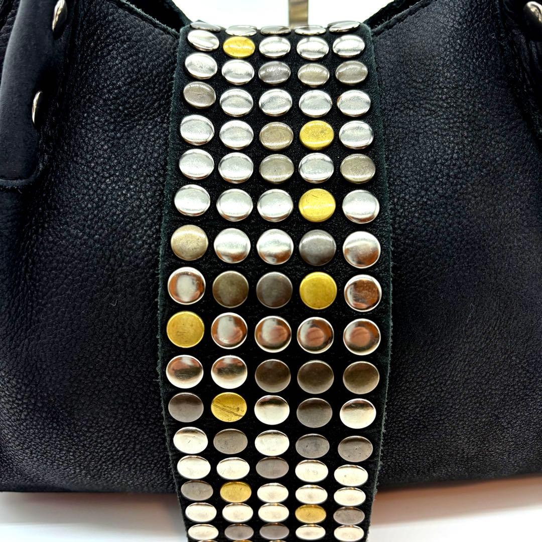 TRES y2k 00s 海外ガール 本革 スタッズ ショルダー バッグ　黒