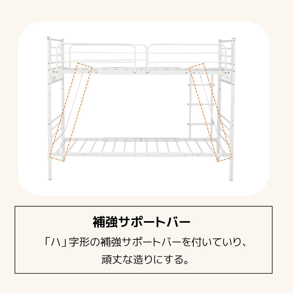 パイプベッド ロフトベッド 分割可能 シングル パイプ ミドルタイBlack