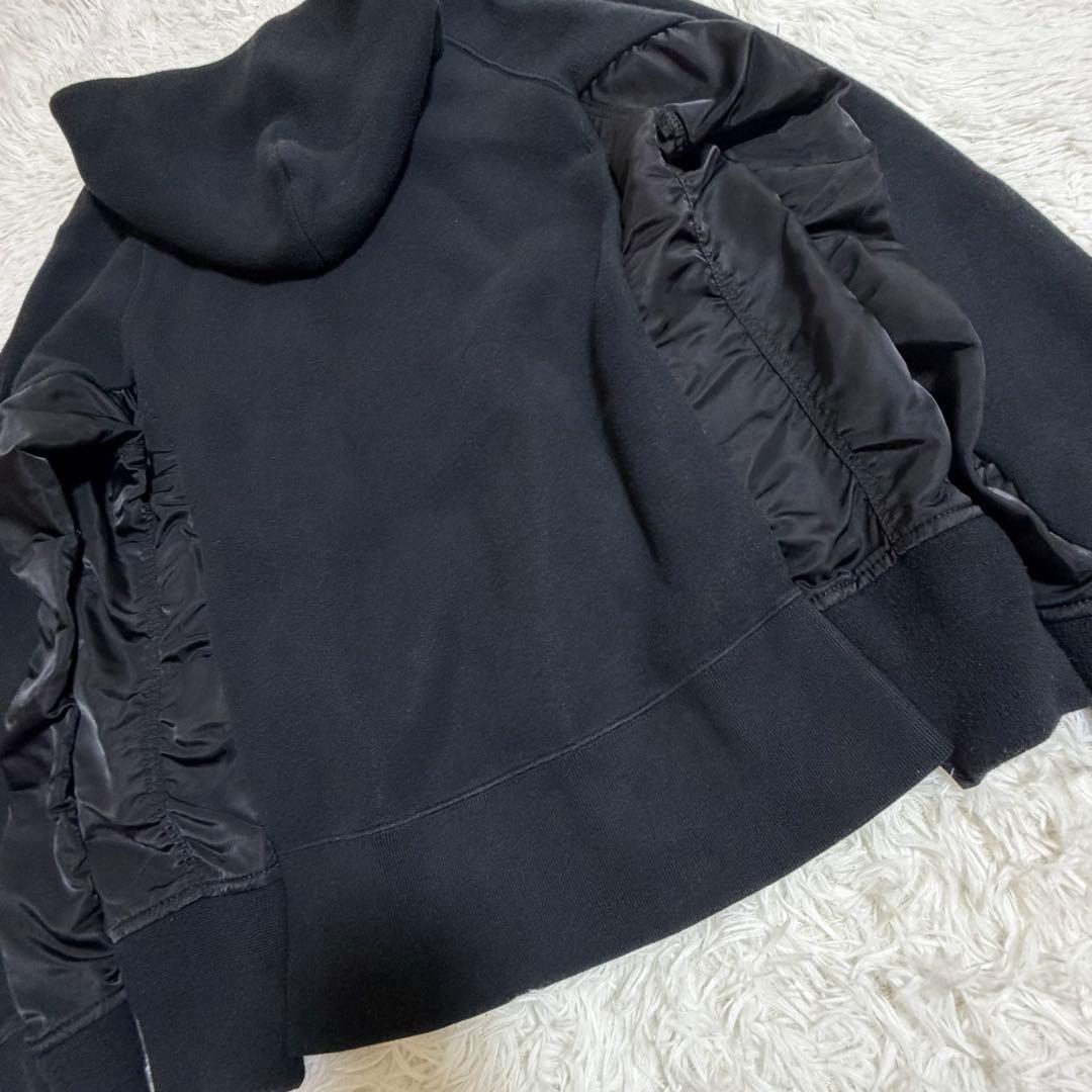 サカイ sacai パーカー 黒　Sponge Sweat Nylon T M