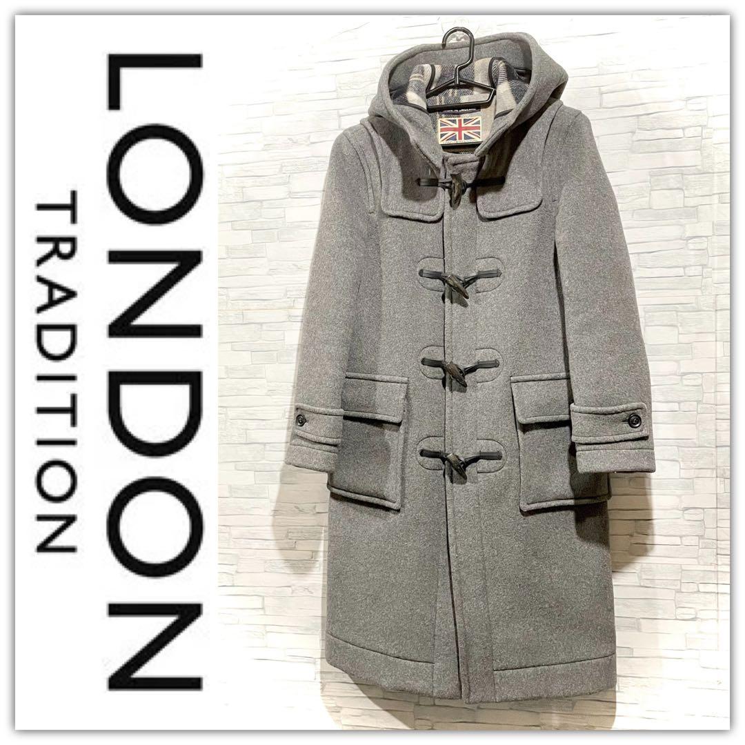 ロンドントラディション スローブイエナ ダッフルコート グレー チェック柄 34